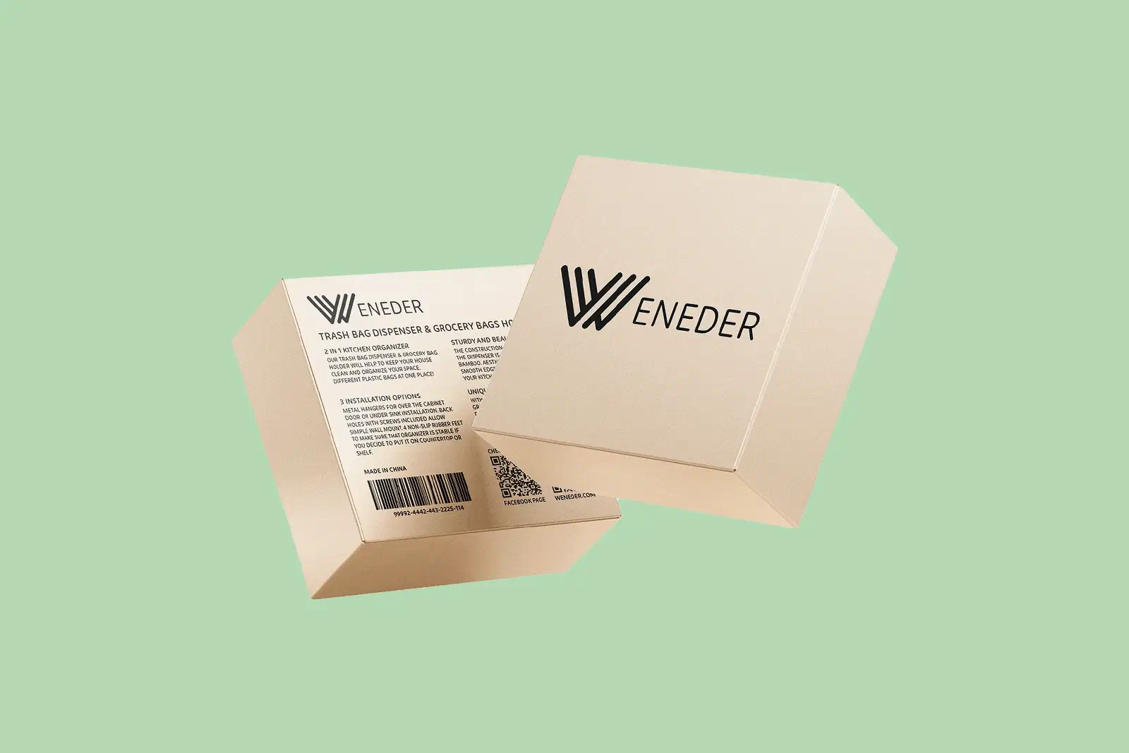 Close-up of Weneder product packaging showing brand logo and product information label design.